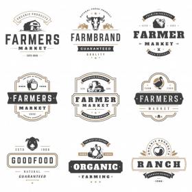 [NulledPremium.com] Farmers market logos templates vector objects set Vectors Free Download