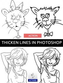 DesignOptimal - Thicken Lines Action for Photoshop
