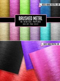 DesignOptimal - 16 Brushed Circular Metal Digital Papers - 264482