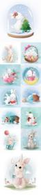 Set of Hand Draw Watercolor Adorable Animals Illustrations Vol 2