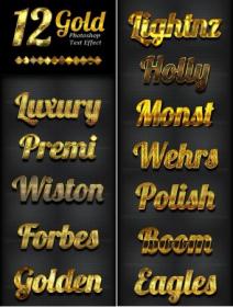 GraphicRiver - 12 Gold Photoshop Text Effect Styles 23142842