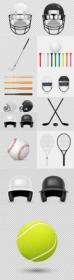 Realistic set sports helmets and design accessories