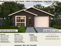 2 Bedroom Granny Pod House Plan - Small Home with Garage - Accessory dwelling unit- Full Architectural Concept Home Plans