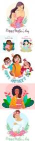 Happy Mother's day painted illustrations for design
