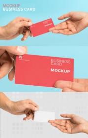 Holding Business Card PSD Mockup
