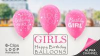 Videohive - First Birthday Celebration Balloons - Baby Girl 26732383