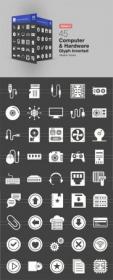 45 Computer & Hardware Glyph Inverted Icons S2