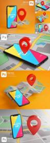 GraphicRiver - Smartphone Red GPS Pin Point On Map Mockup Pack 28404153