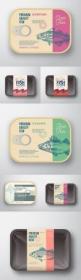 Package and container for fish with lid for label design